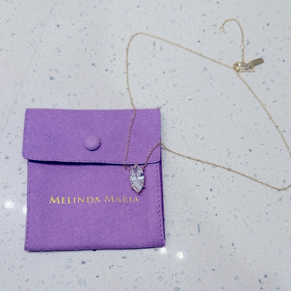 Melinda Maria Marquise Cut Gold Necklace with cz